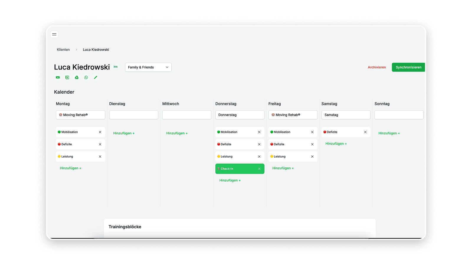 Einzelne Kundenansicht in der Software von Moving Monkey